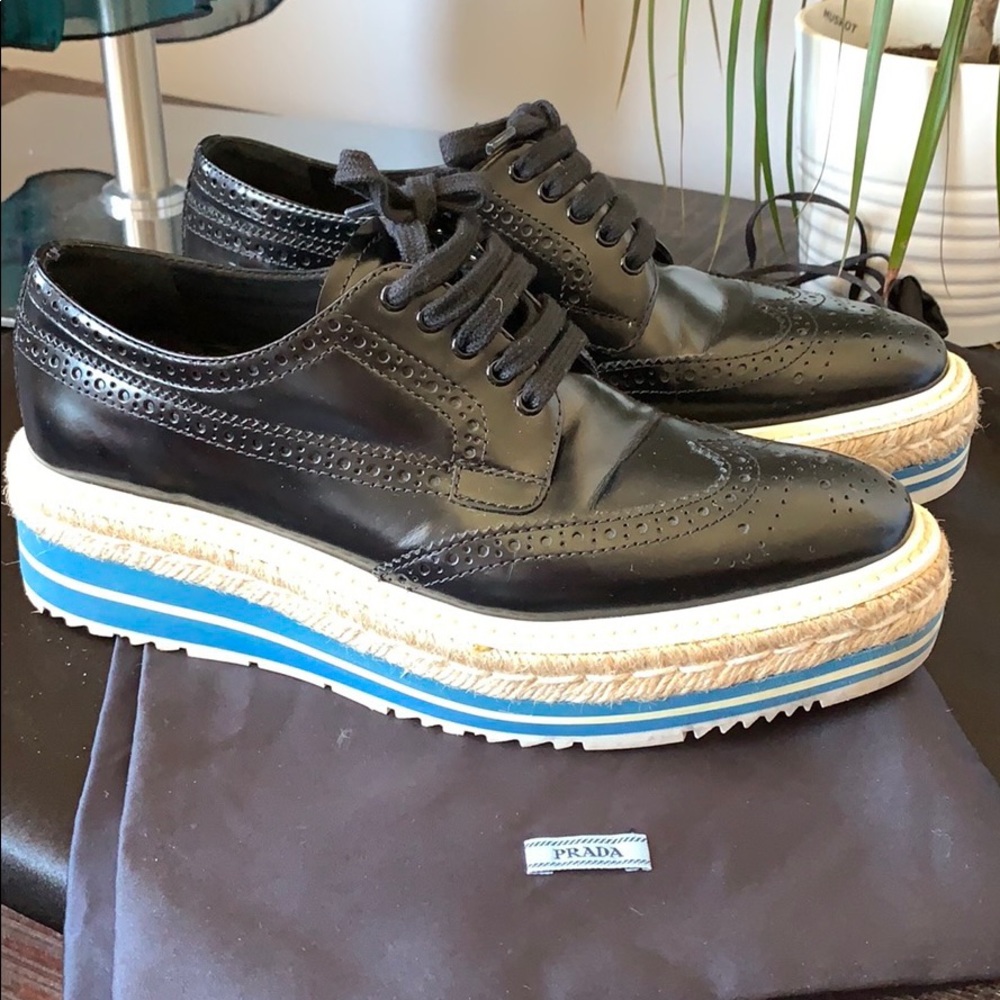 Prada wingtip espadrille platform